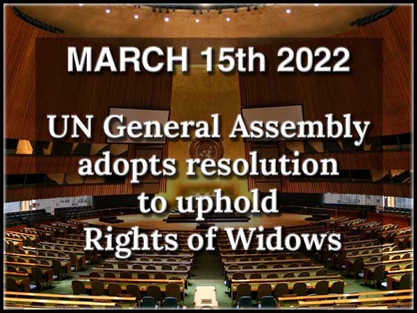 UN adopts resolution on Rights of Widows