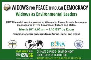 Widows for Peace CSW66 Widows as Environmental Leaders