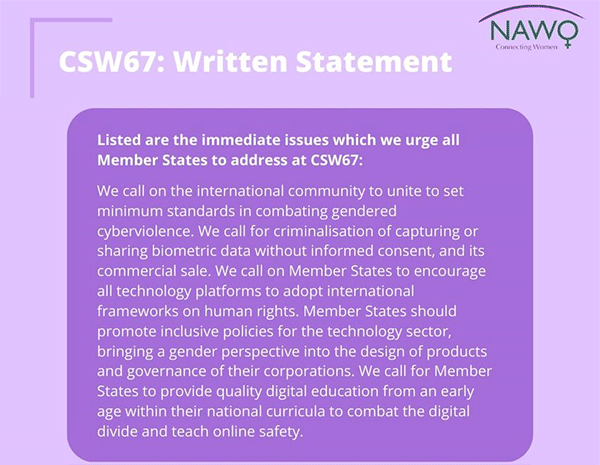 NAWO written statement for #CSW67